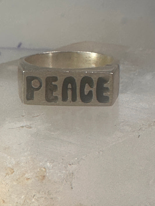Peace ring Mexico Mexican band solid heavy size 9.5 sterling silver women men