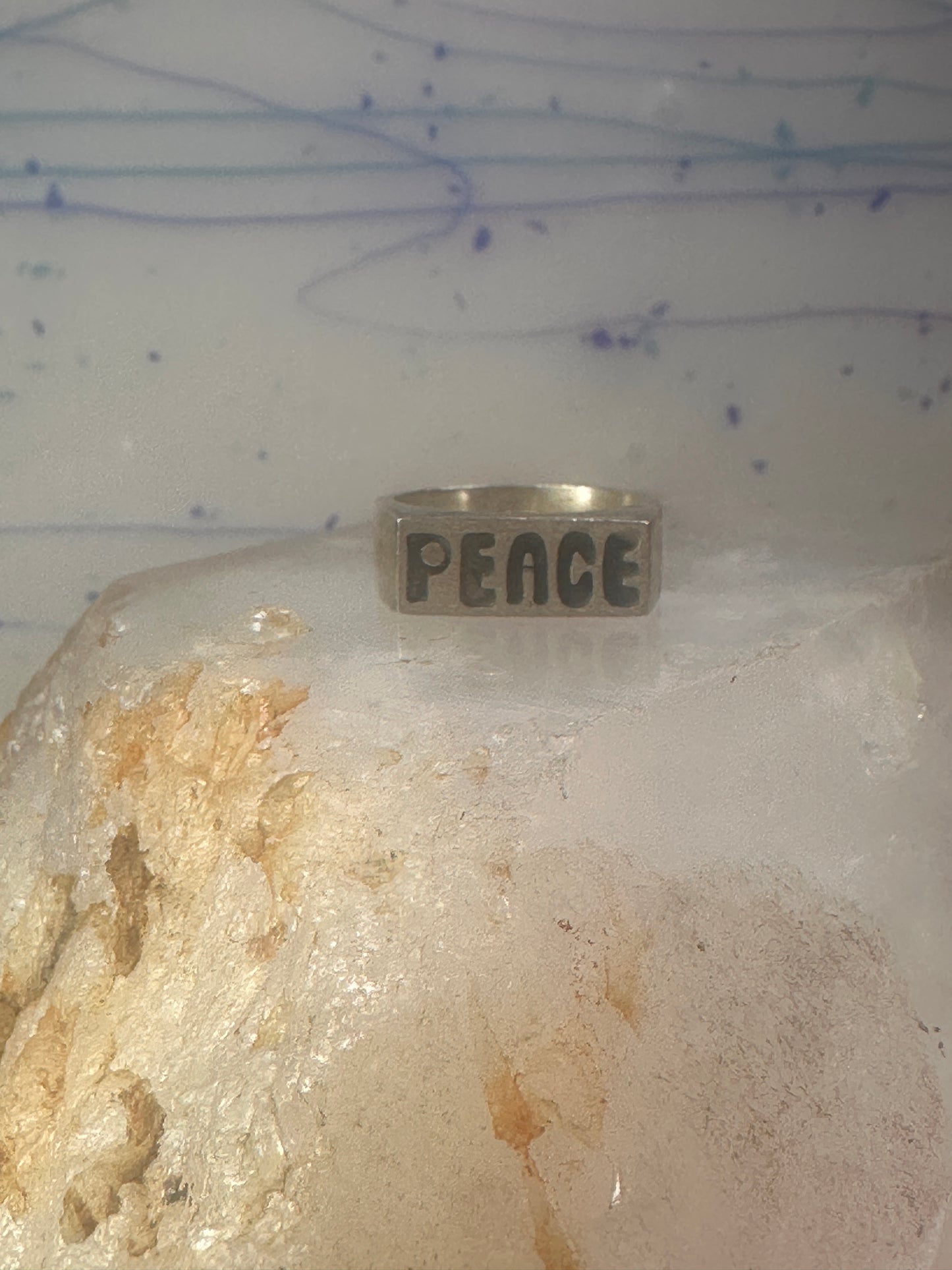Peace ring Mexico Mexican band solid heavy size 9.5 sterling silver women men