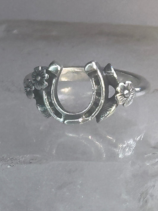 Horseshoe Ring James Avery leaves Good Luck band size 4 pinky sterling silver women girls