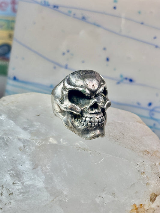 Skull ring Room 101 signed Matt Booth size 11.75 Biker sterling silver women men