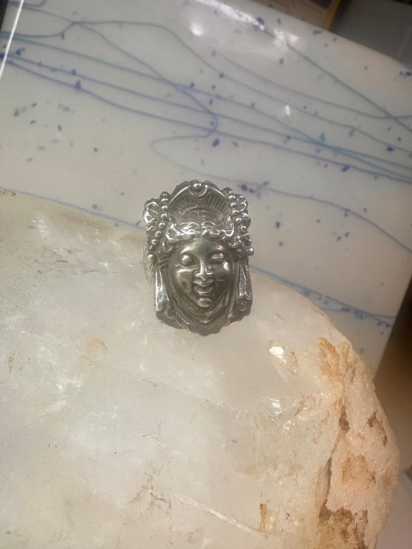 Poison ring lady Victorian pill poison band solid size 6.50 sterling silver women
