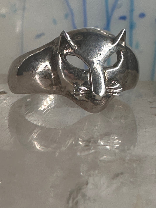 Cat ring face signed CBP 925 size 8 sterling silver women girls