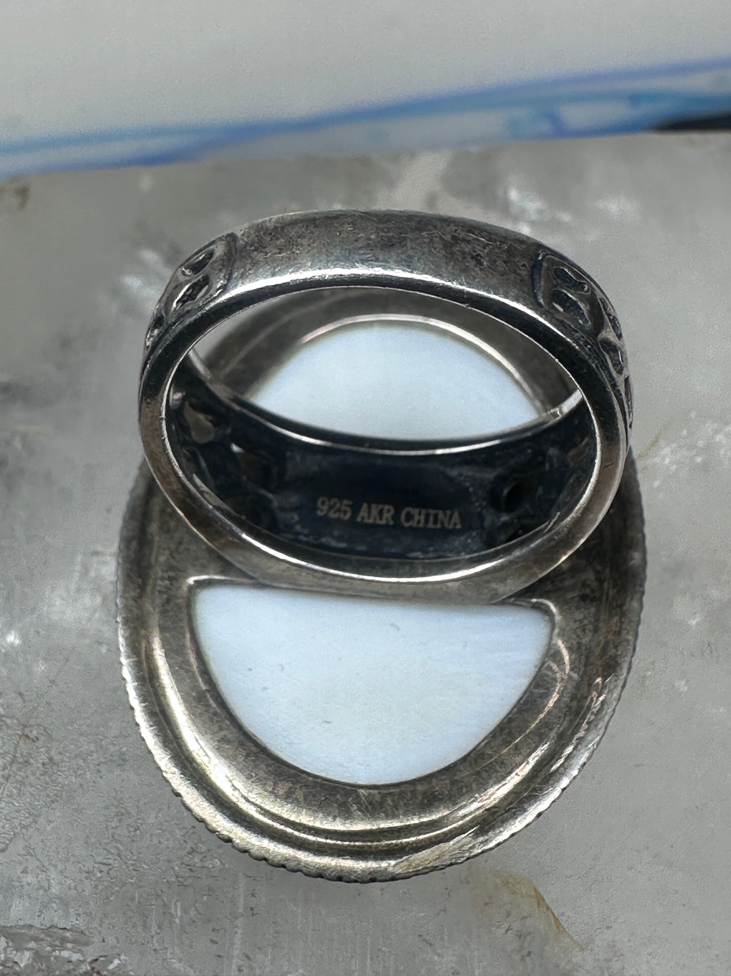 Landscape ring trees river seagulls size 7.75 mop sterling silver Amy Russell Kahn