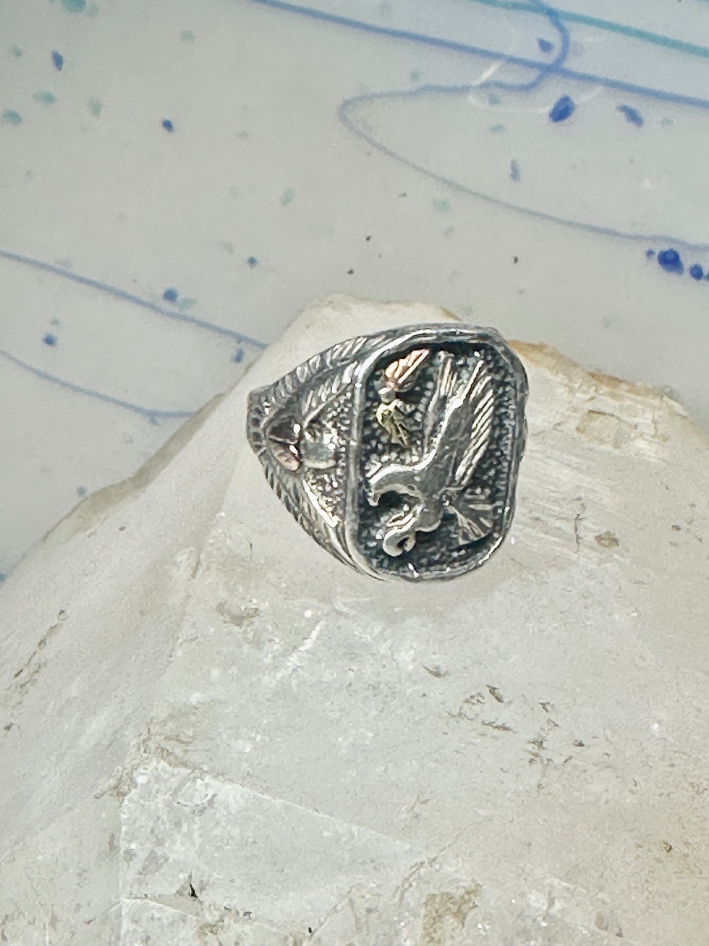 Eagle ring leaves heart band size 11.50 sterling silver women men