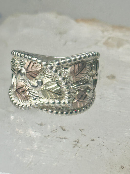 Black Hills Gold ring leaves band size 5.75 sterling silver women girls