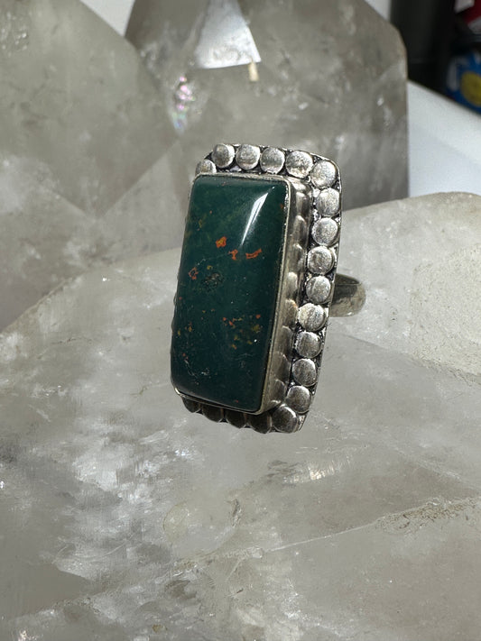 Long Bloodstone ring southwest size 5.75 sterling silver women