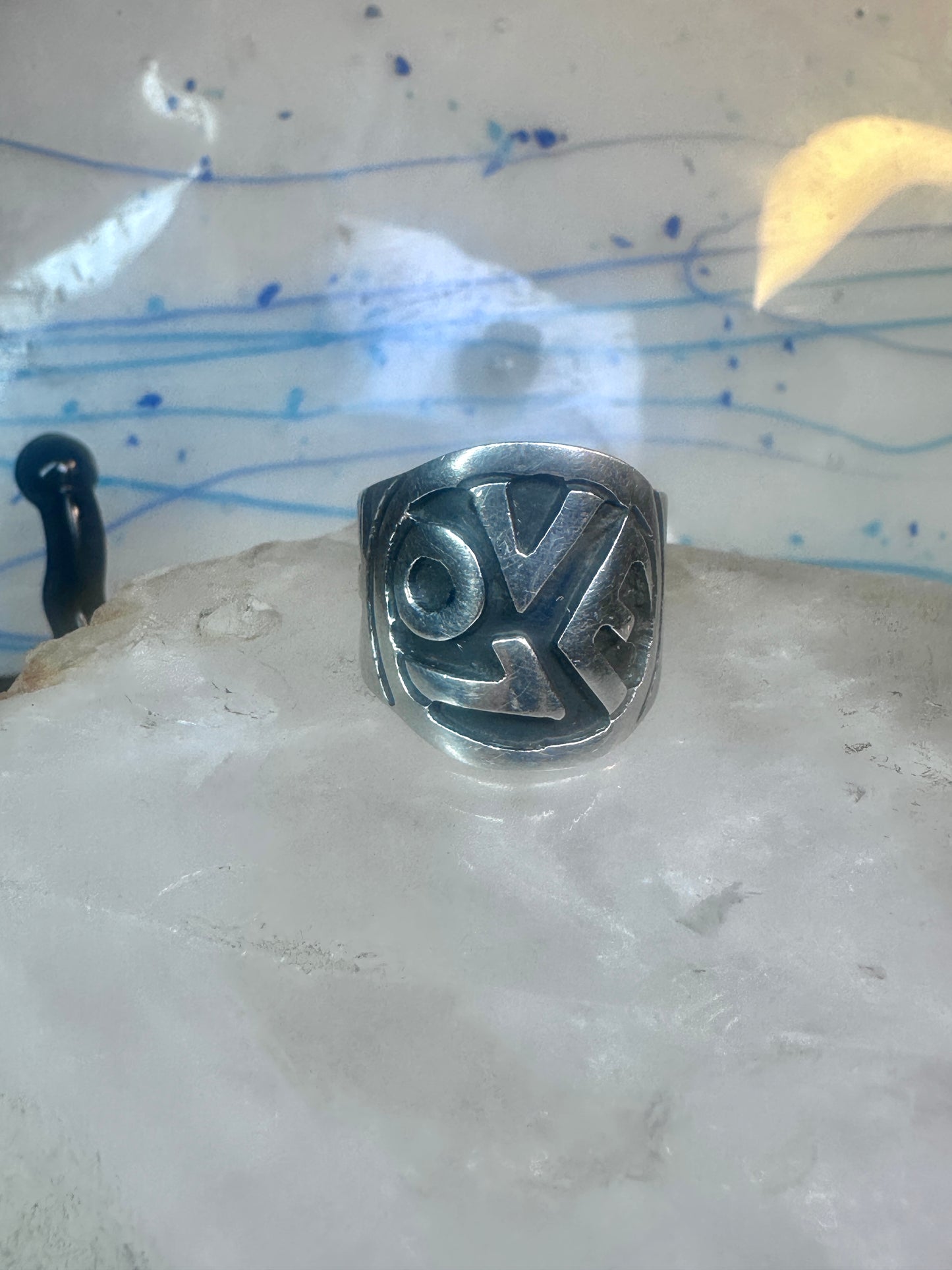 Love ring Peace band size 7.25 Valentine sterling silver women men