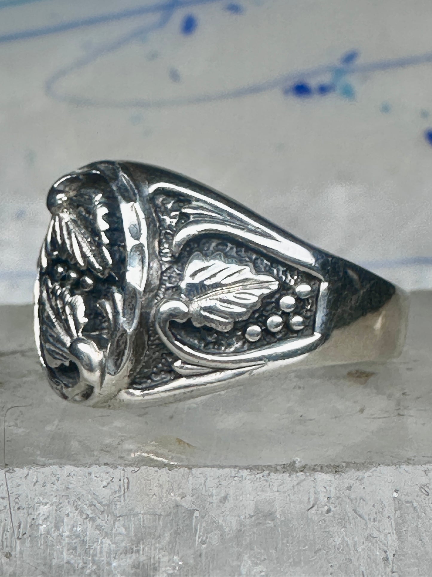 Huge Vintage Sterling Silver Black Hills Grape Vine Ring Size 17 Heavy 14.1g