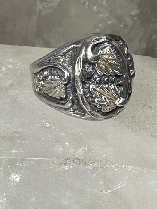 Black Hills Gold ring leaves size 9.25 sterling silver men women