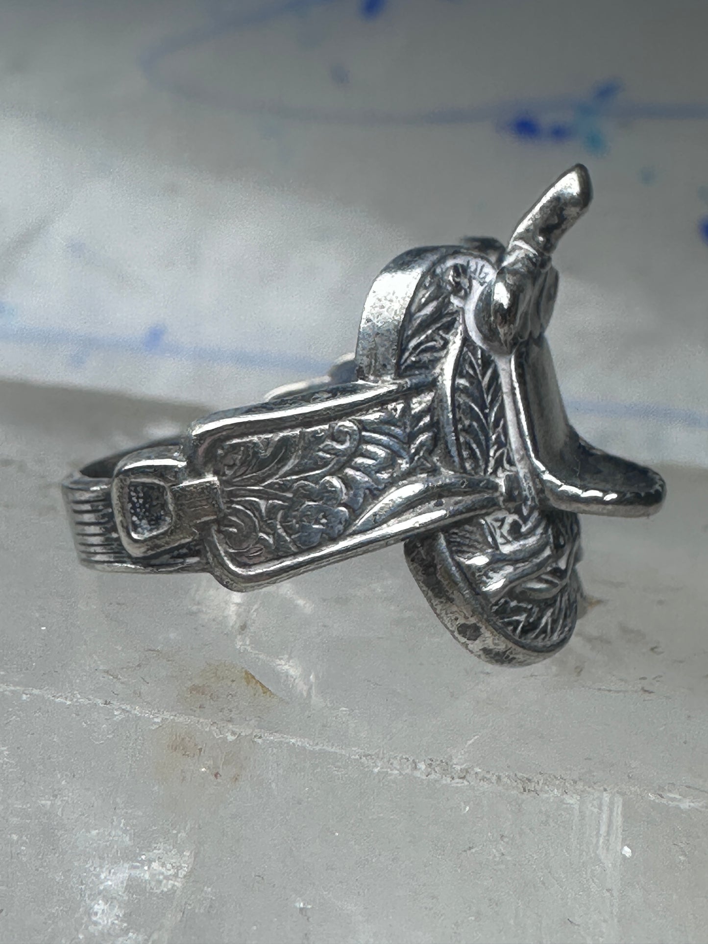 Saddle ring cowgirl band size 8.25 southwestern sterling silver
