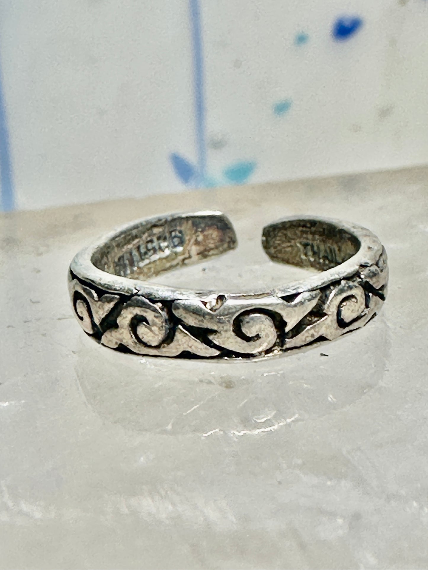 Toe ring scroll design floral band size 3 adj sterling silver women girls