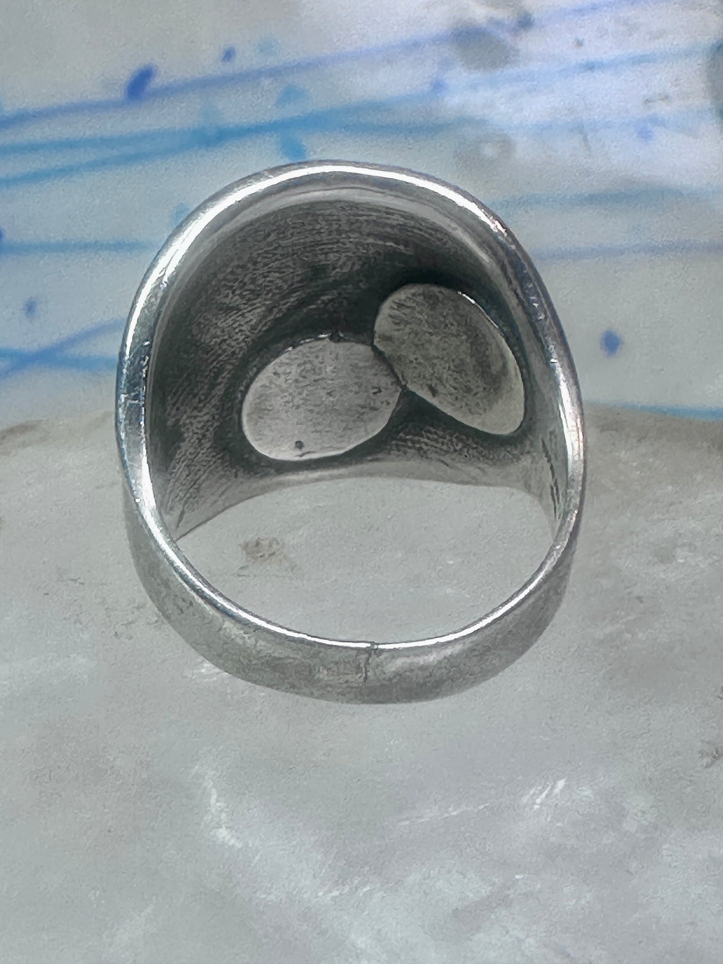 Turquoise coral ring southwest band size 10.50 sterling silver women men