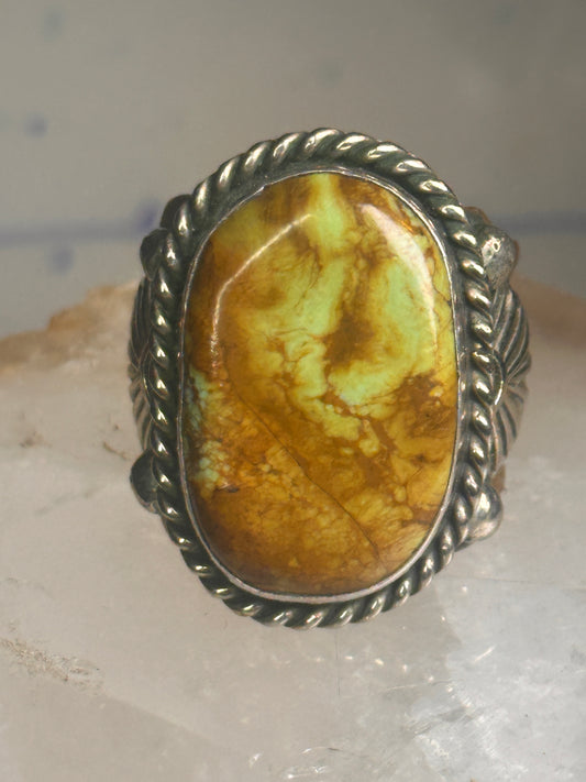 Turquoise ring Navajo sterling silver size 10.75 copper band scalloped women men