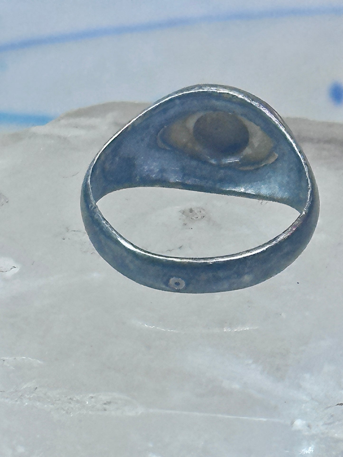 Eye ring blue eyeball band size 7 sterling silver women men