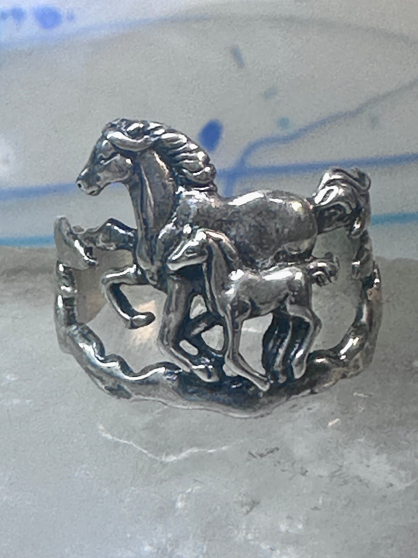Horse ring w Colt band pinky size 7.75 southwest cowgirl sterling silver women girls