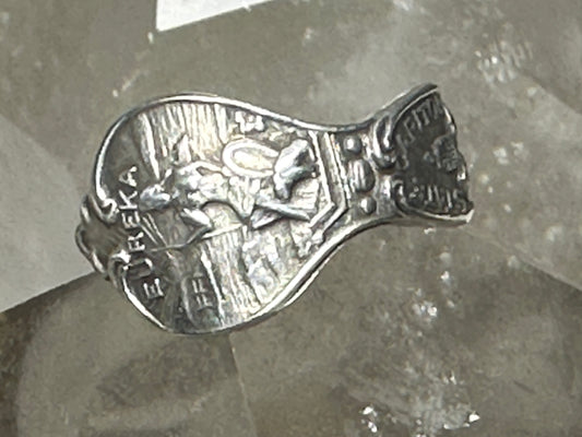 Eureka California spoon ring Mission ring Humboldt State Capital band size 5.25 sterling silver