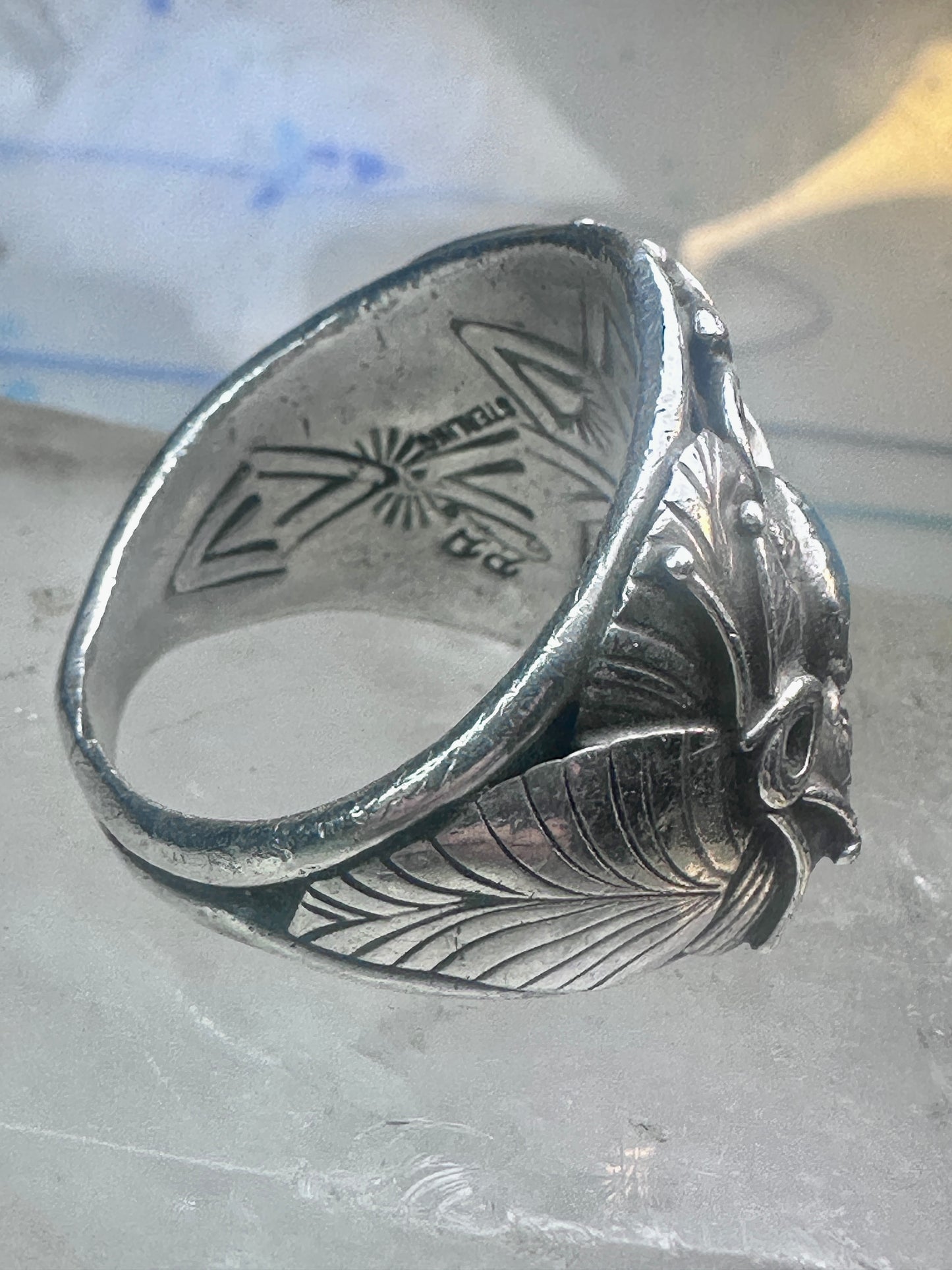 Eagle ring Zuni Patsy Allopowa band sterling silver size 14.75 men