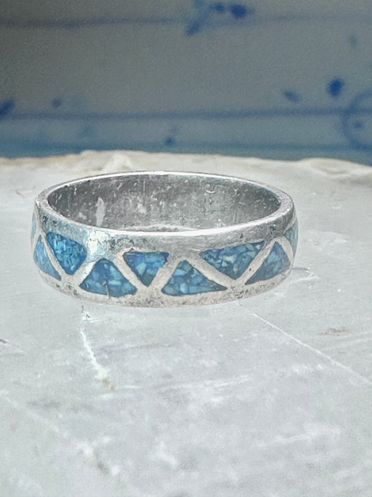 Zuni ring wedding band turquoise size 6 sterling silver women men