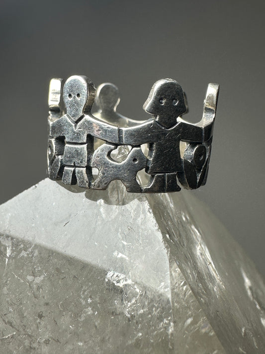 James Avery ring teacher's gift children dog floral band size 8 sterling silver women girls