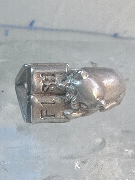 Vintage cat ring cat reading book Kabana band size 6.75 sterling silver women girls