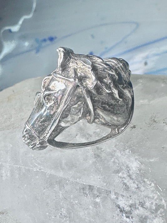 Vintage Horse ring cowgirl size 7 southwest sterling silver women men