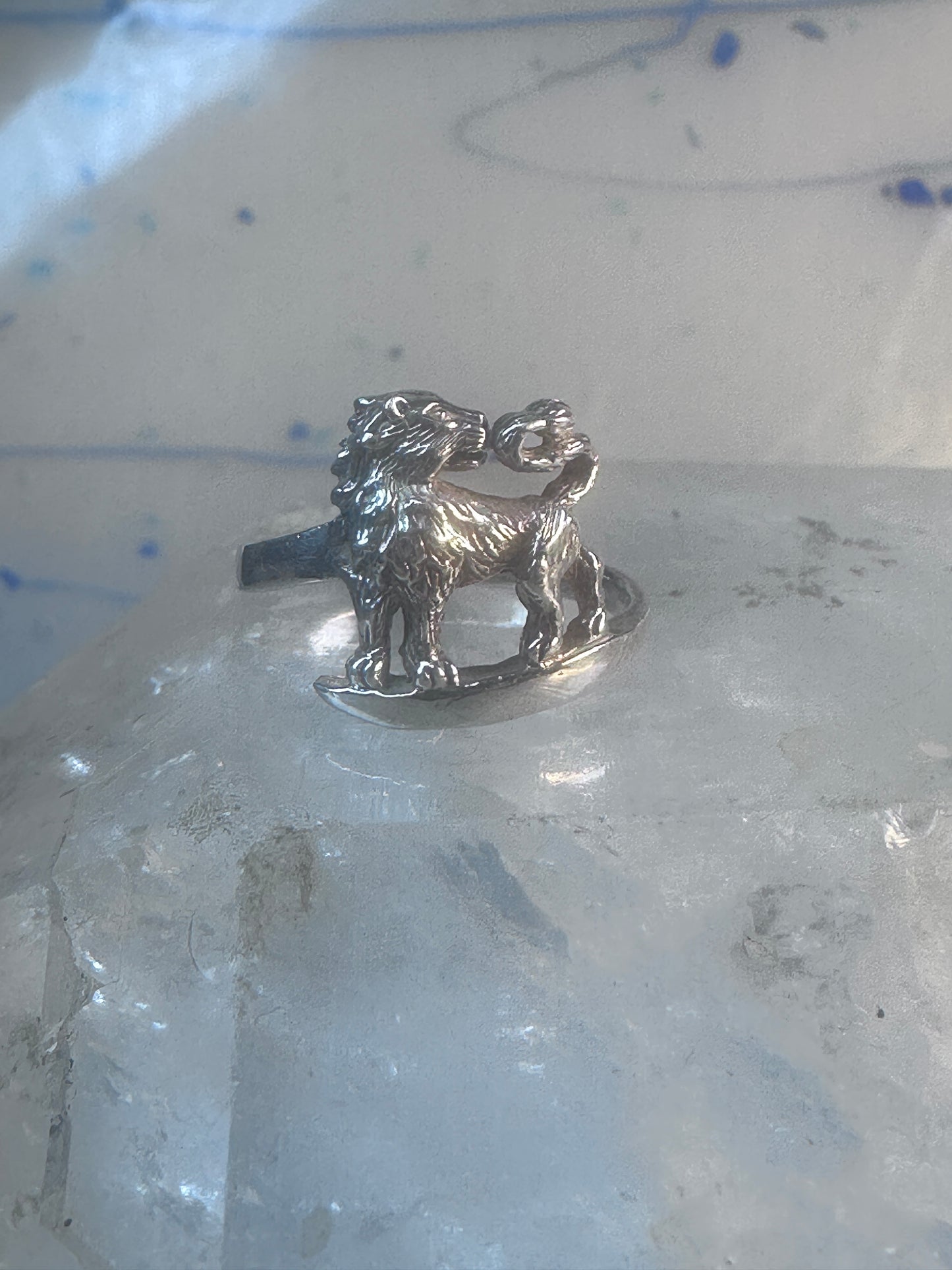 Vintage Lion ring animal band size 7.75 sterling silver women