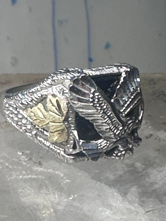 Eagle ring Black Hills Gold onyx size 13 sterling silver women men