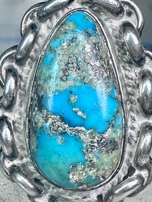 Navajo ring vintage turquoise chain brutalist size 5.50 sterling silver women