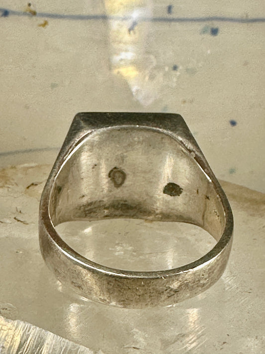 USA Flag ring size 14.25 coral MOP goldstone patriotic sterling silver men women