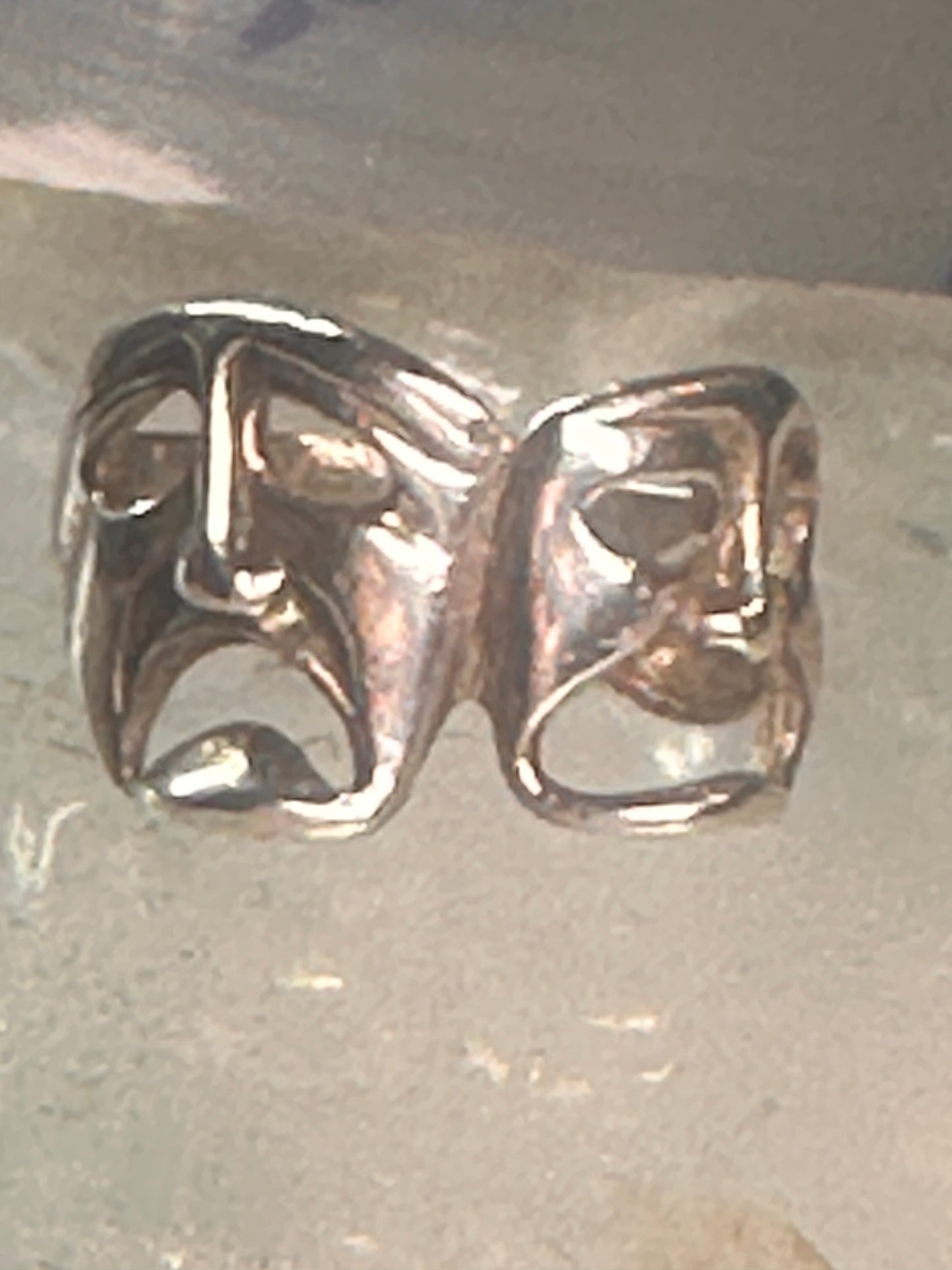 comedy tragedy ring mask theatre band size 5.50 sterling silver women