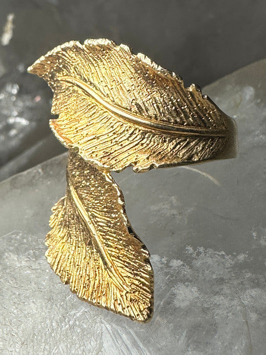 Leaf ring wrap around band size 7.75 sterling silver women girls