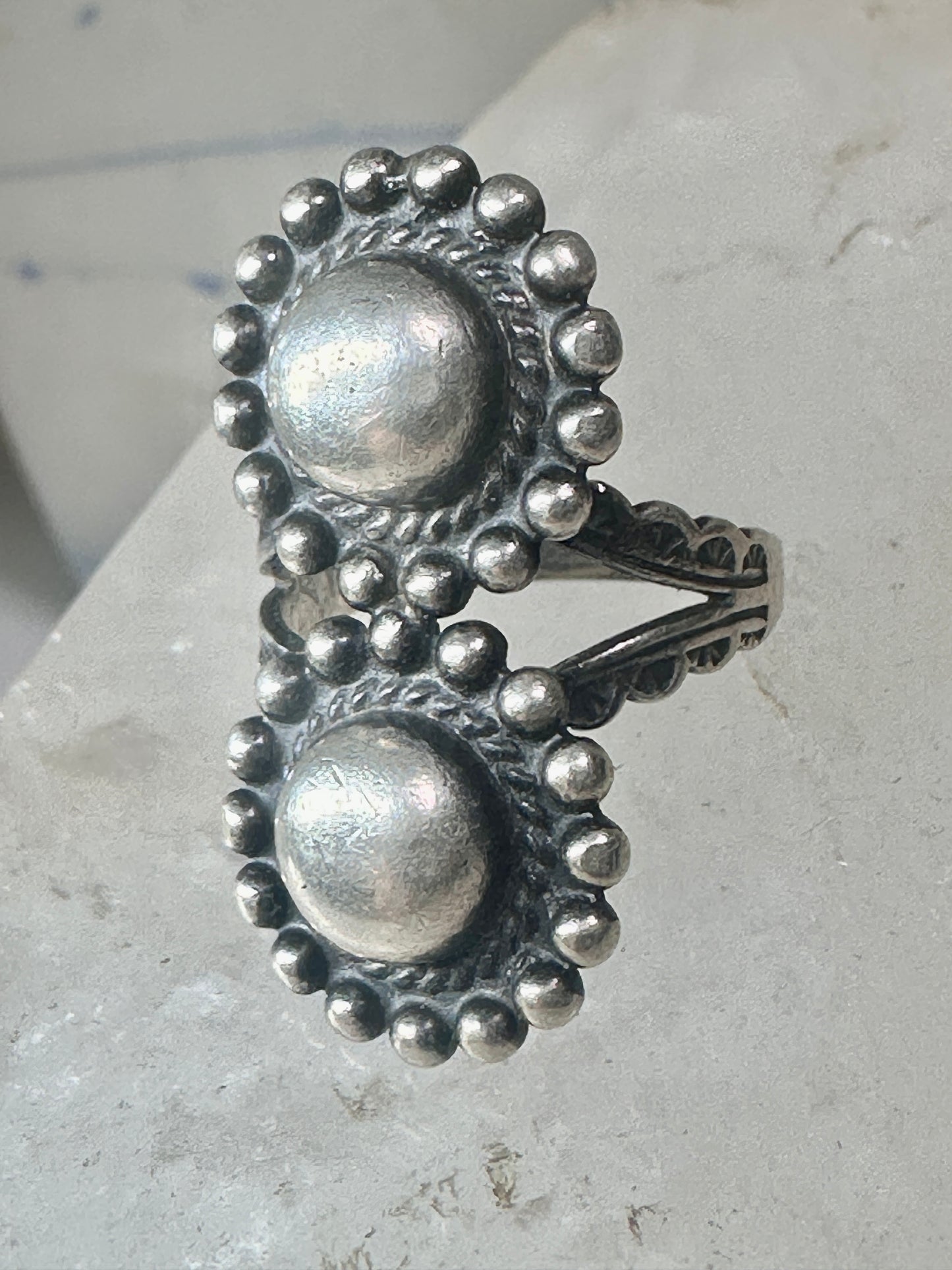 Double Ball ring size 3.25 Navajo sterling silver girls pinky women