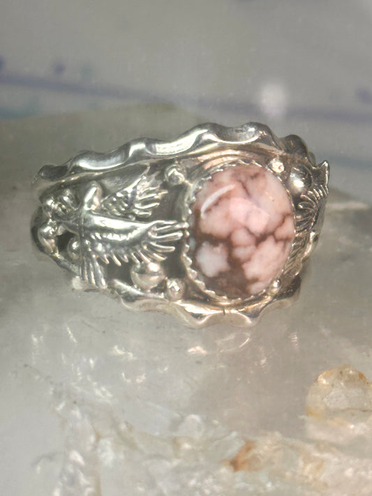 Navajo Eagle ring Wild Horse turquoise size 14.50 sterling silver men signed RB