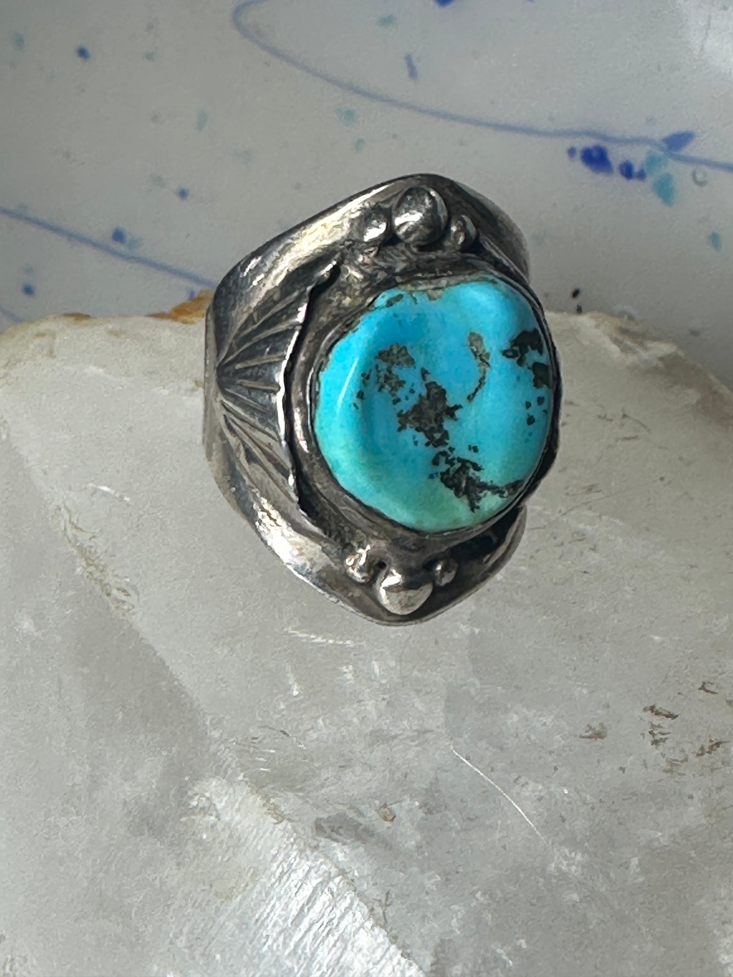Navajo ring Turquoise heavy band size 10 sterling silver women men