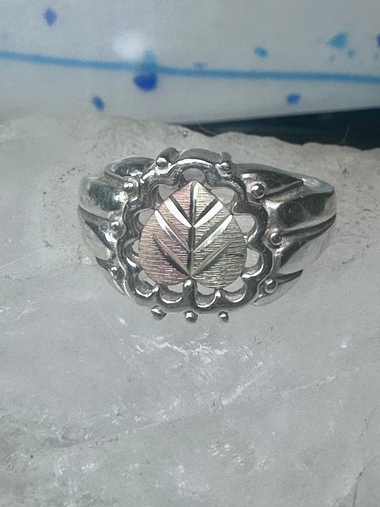 Black Hills Gold Ring leaf band size 7.75 sterling silver women men