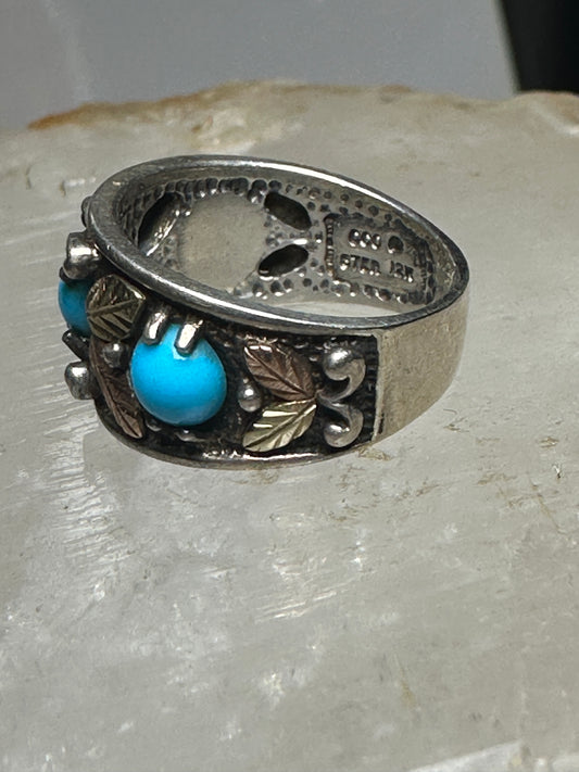 Black Hills Gold ring turquoise band size 4.75 sterling silver women