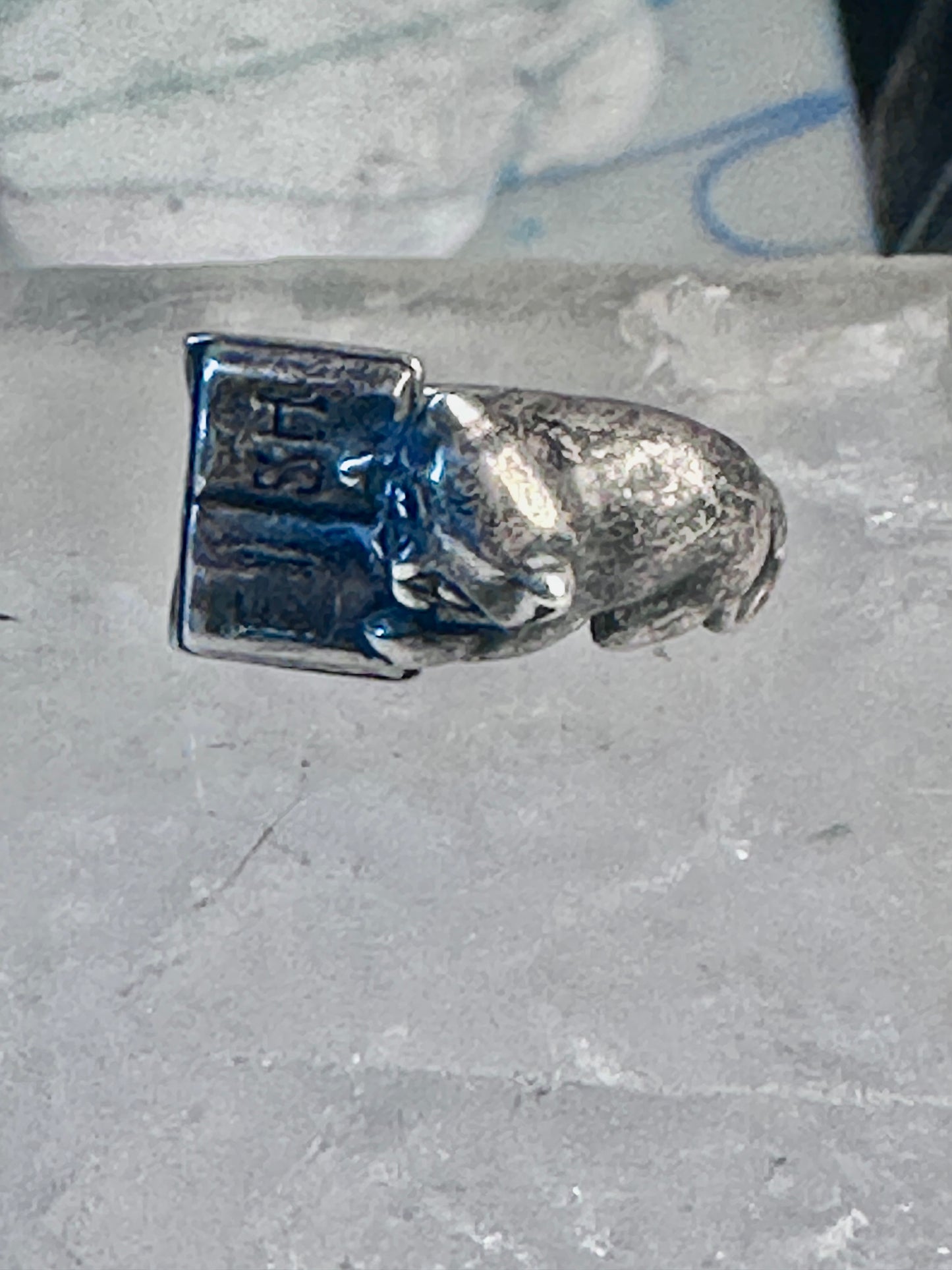 Cat ring reading fish book Kabana sterling silver band size 5 girls women