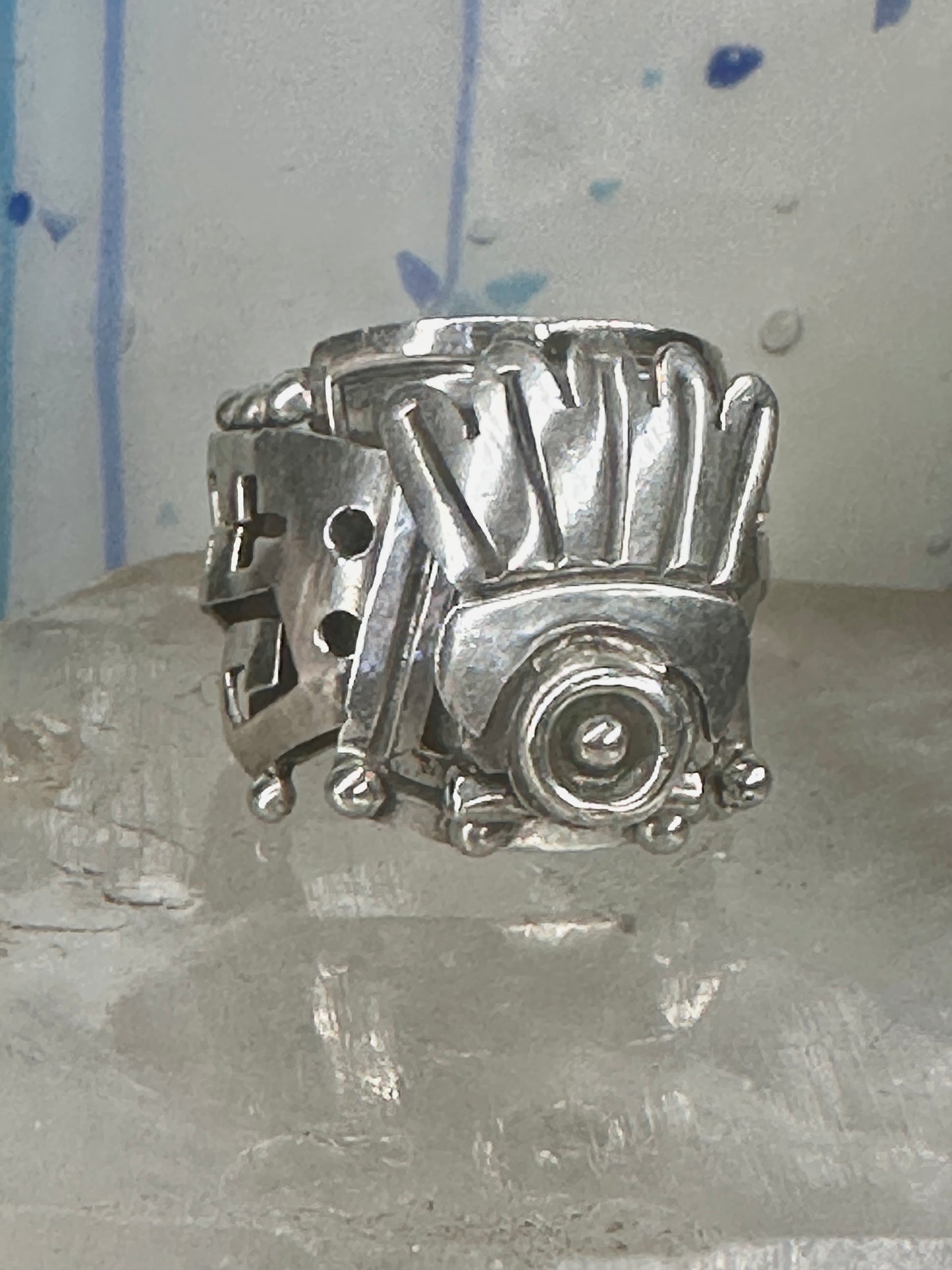 Poison ring Mexico Aztec Mayan in Great condition size 6.75 sterling silver women