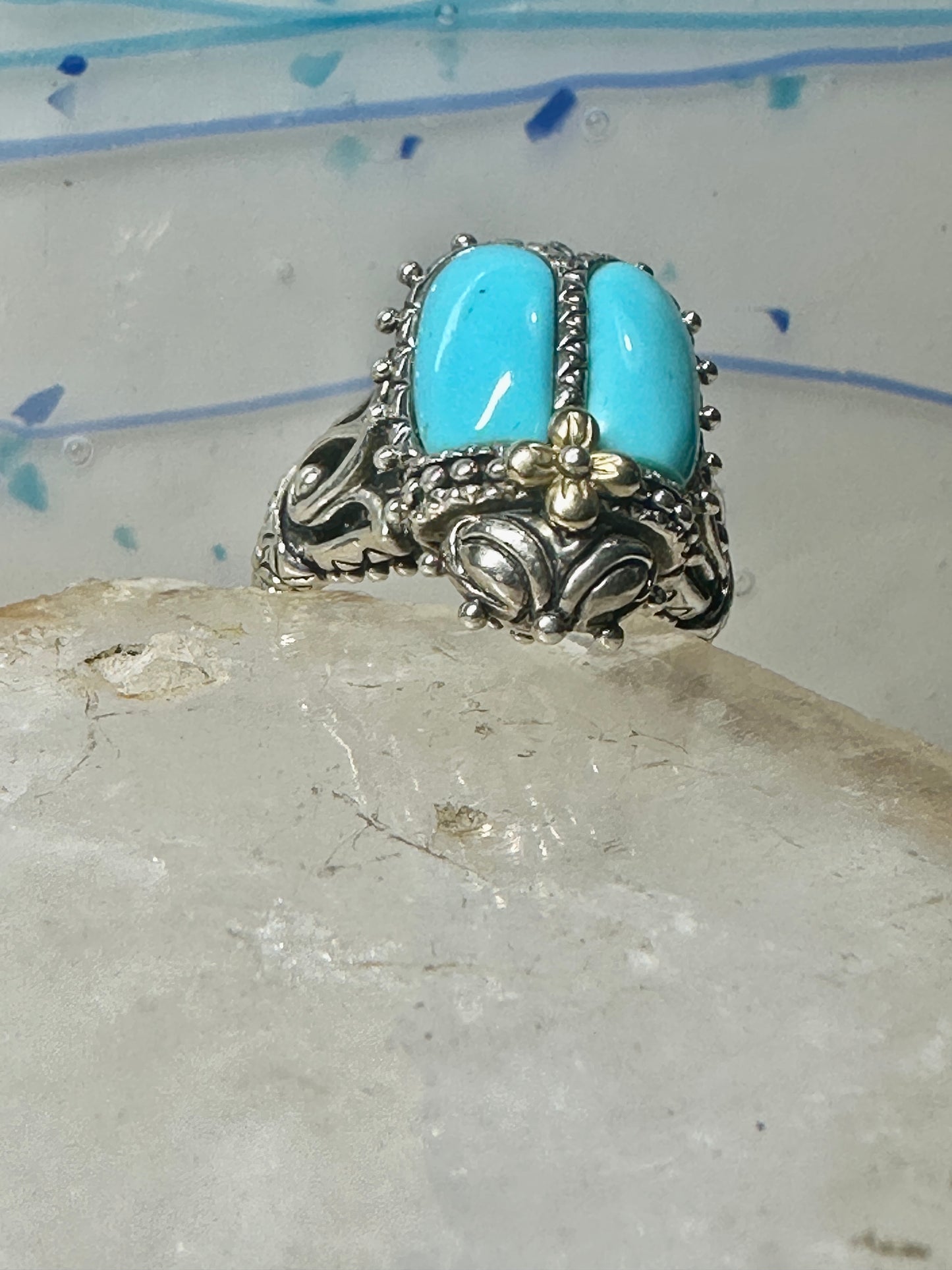 Scarab ring turquoise Barbara Bixby size 7.75 sterling silver women