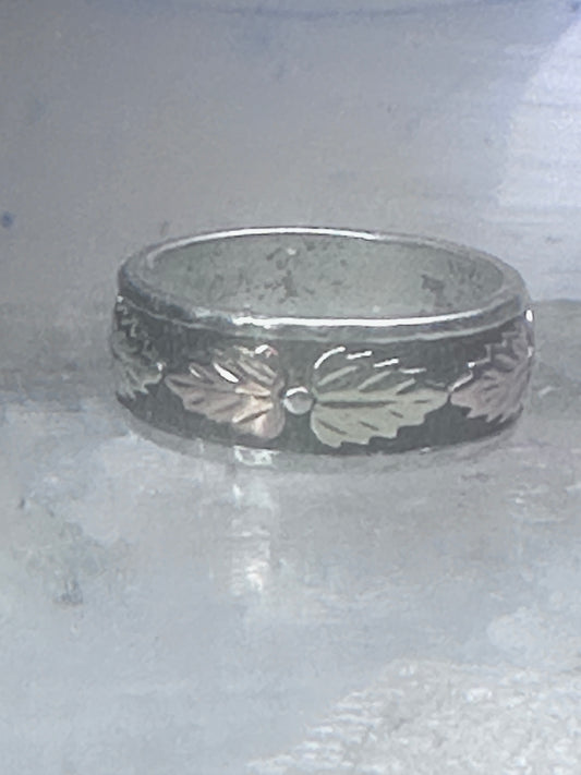 Black Hills Gold Ring wedding leaves band size 5.25 sterling silver women pinky