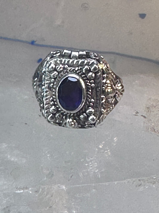 Poison ring boho purple stone sterling silver size 8 women girls
