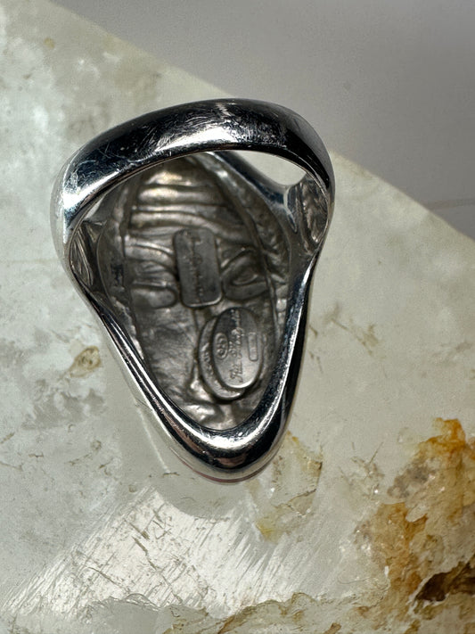 Face ring size 8.25 by Menegatti Tiziana Q Martino Enamel Picasso style Sterling Silver