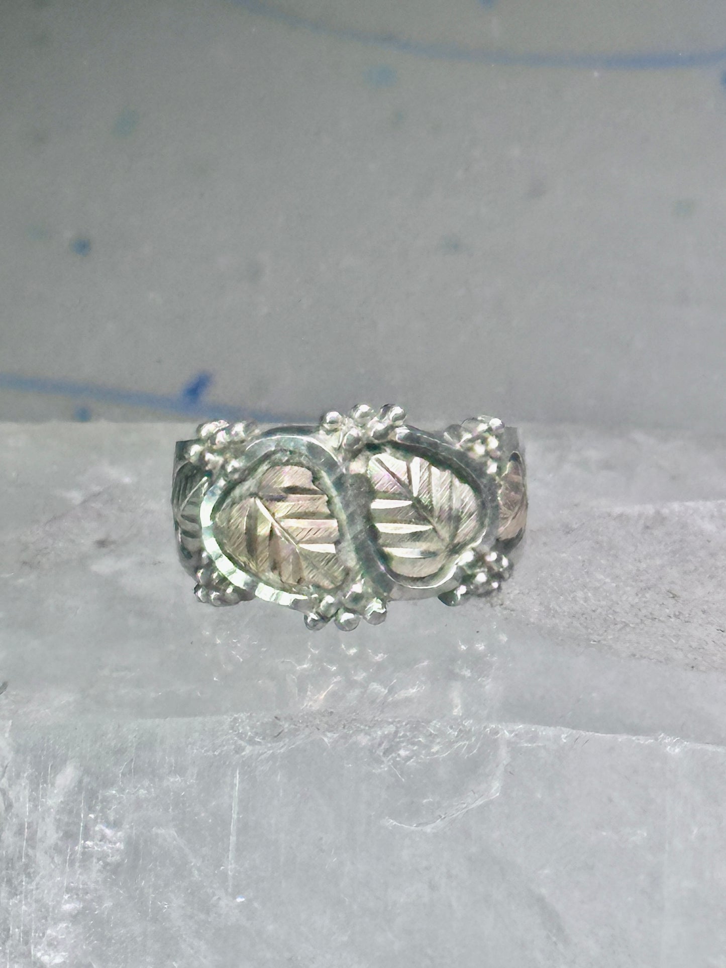 Black Hills Gold Ring leaves wedding band size 7.75 sterling silver women men