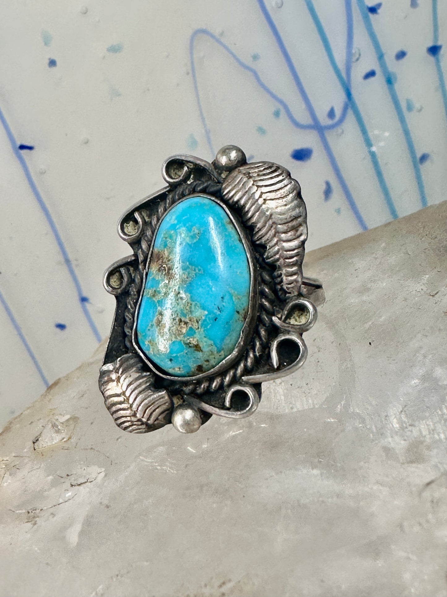 Navajo ring Size 6.25 pebbles rope twist saddle band Sterling Silver women 