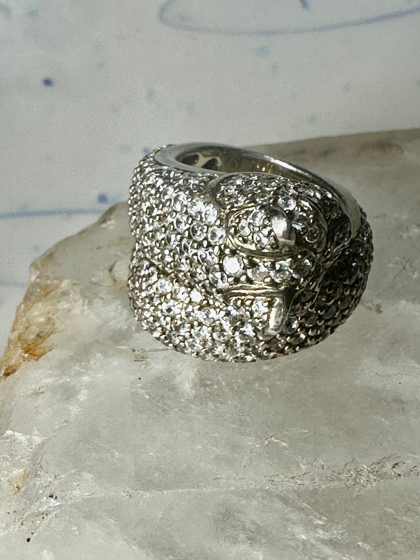 Sonia Bitton ring Big cat CZ green eyes band size 5.7 sterling silver women girls