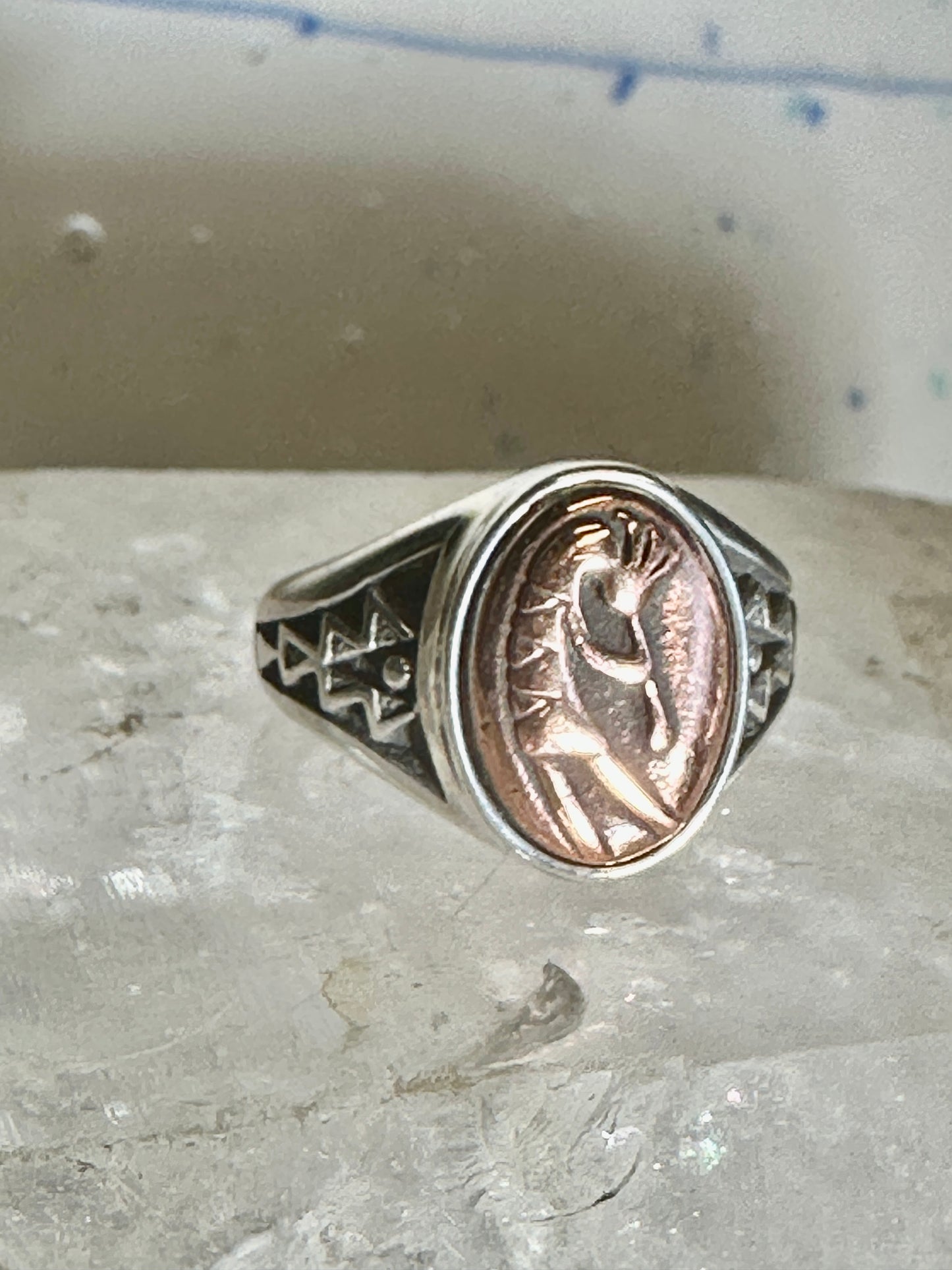 Kokopelli ring size 6 Waldeck Johnson copper details southwest band sterling silver