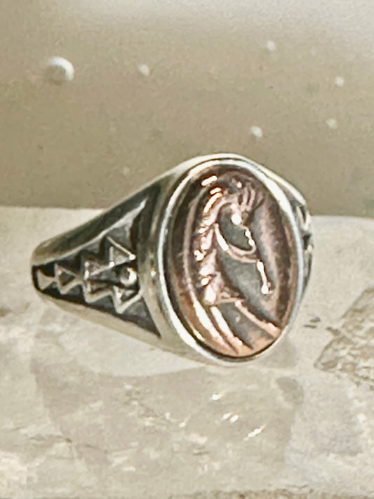 Kokopelli ring size 6 Waldeck Johnson copper details southwest band sterling silver