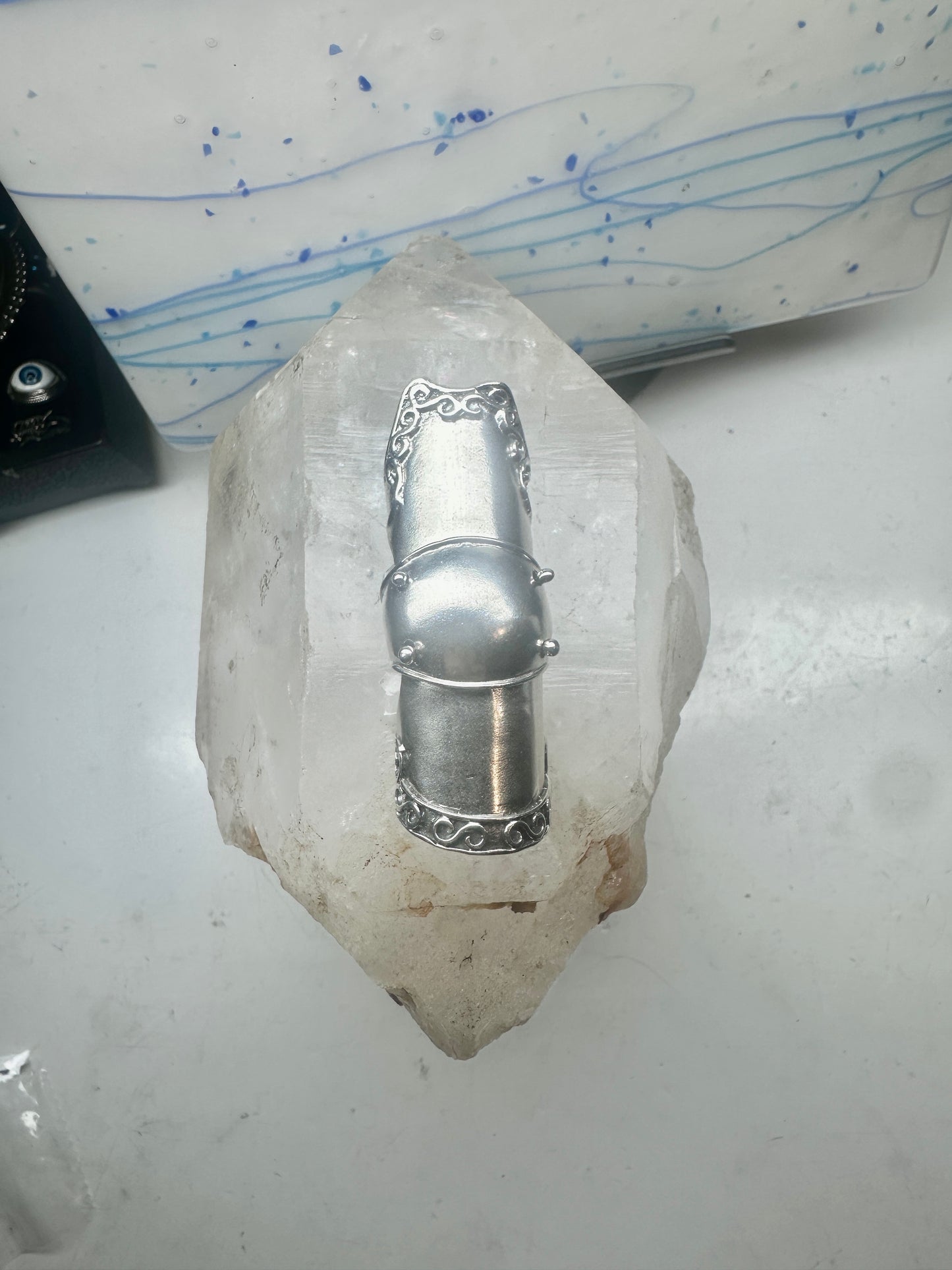 Vintage Sterling Silver Hinged Full Finger Armor Shield Ring Size 8.75 9 23g