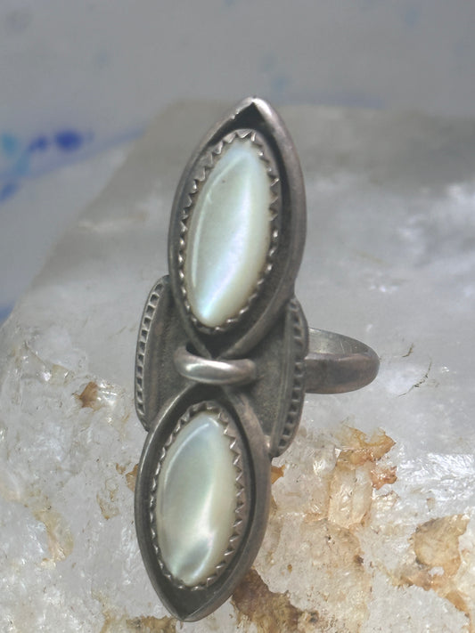 Navajo ring long mother of pearl MOP size 5.50 sterling silver women