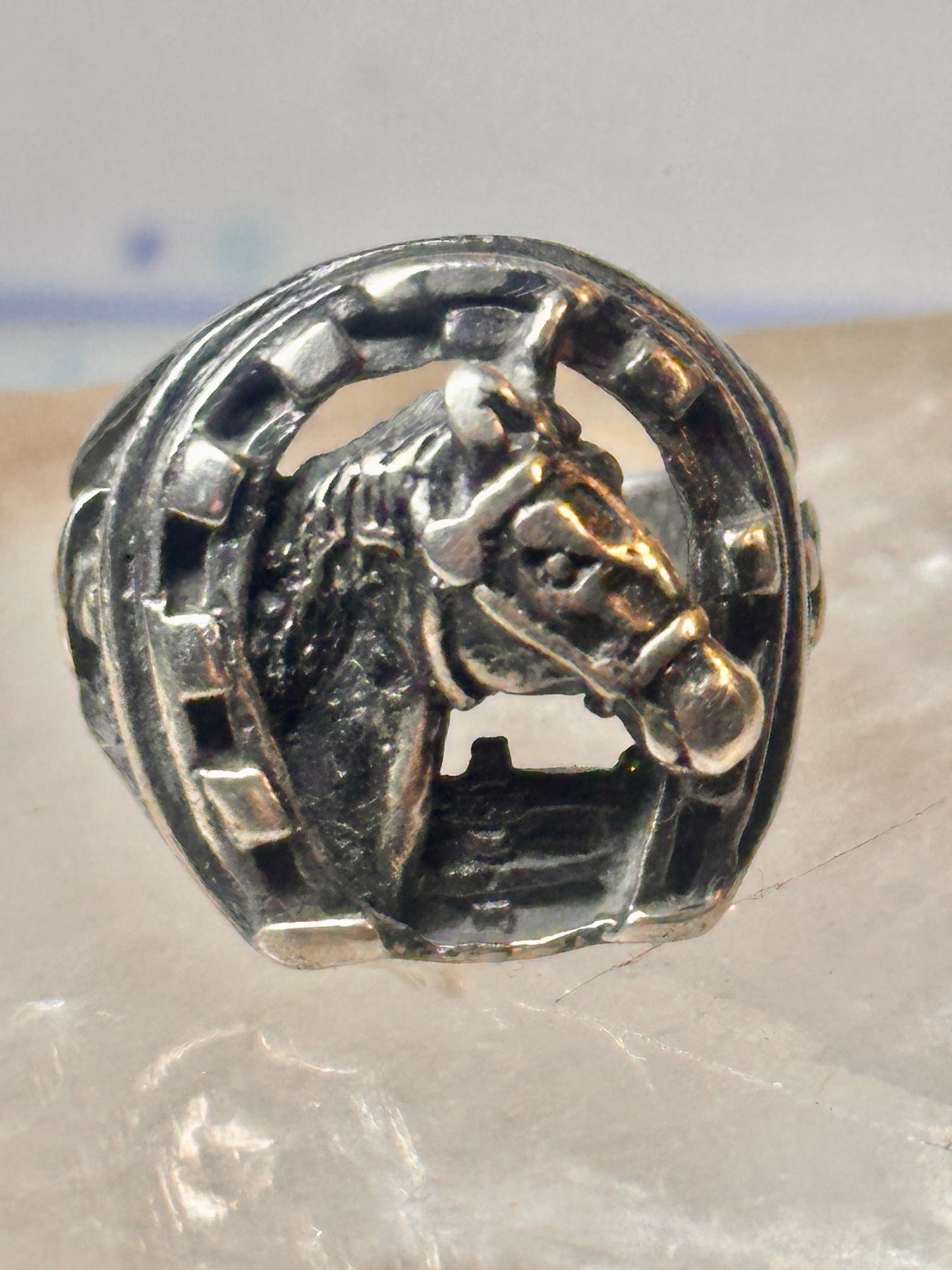 Horse ring horseshoe band southwestern size 5 cowgirl pinky sterling silver women